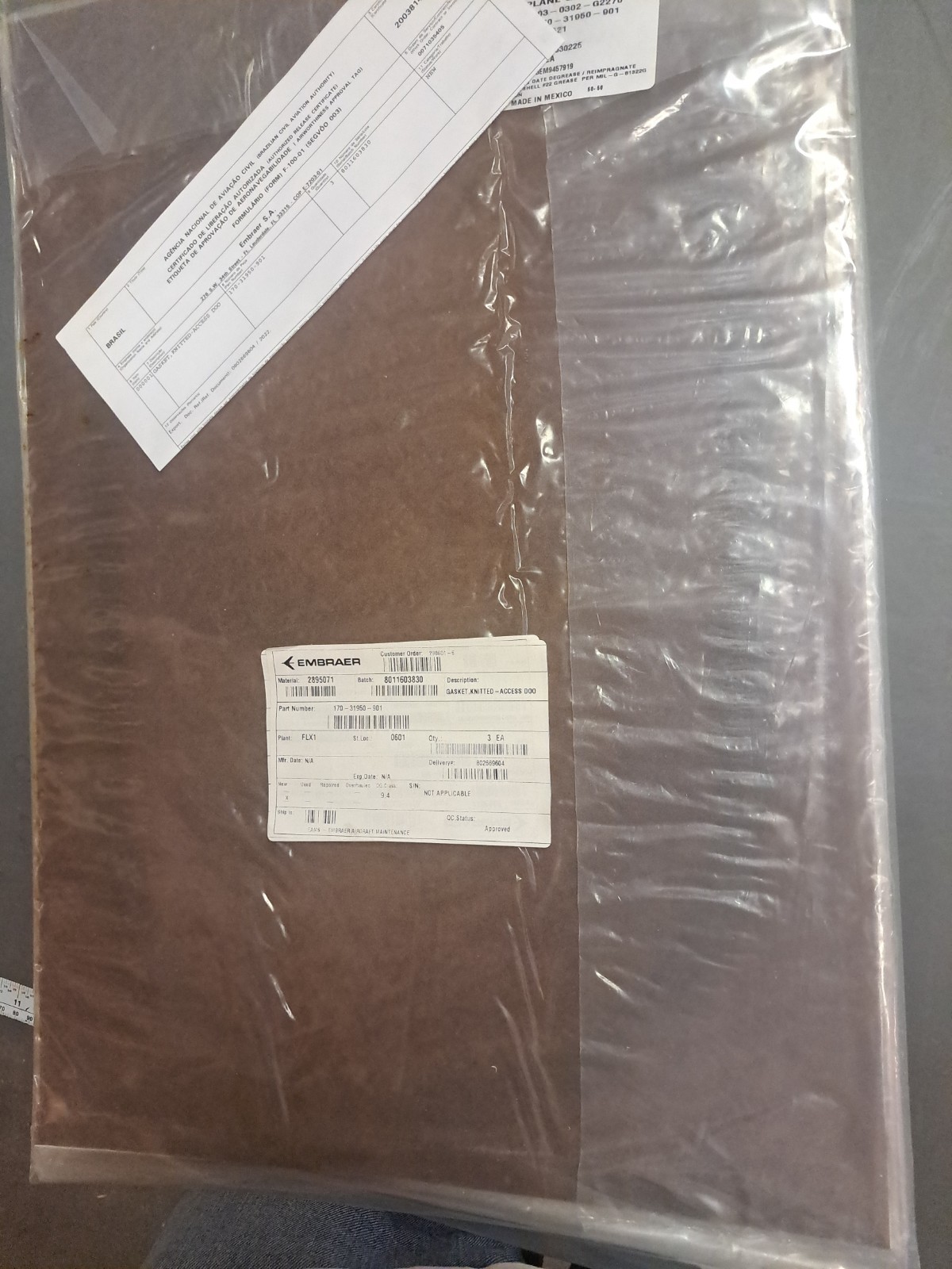 Embraer 170-31950-901 Gasket Knitted Access Door Qty 3 Pack NEW