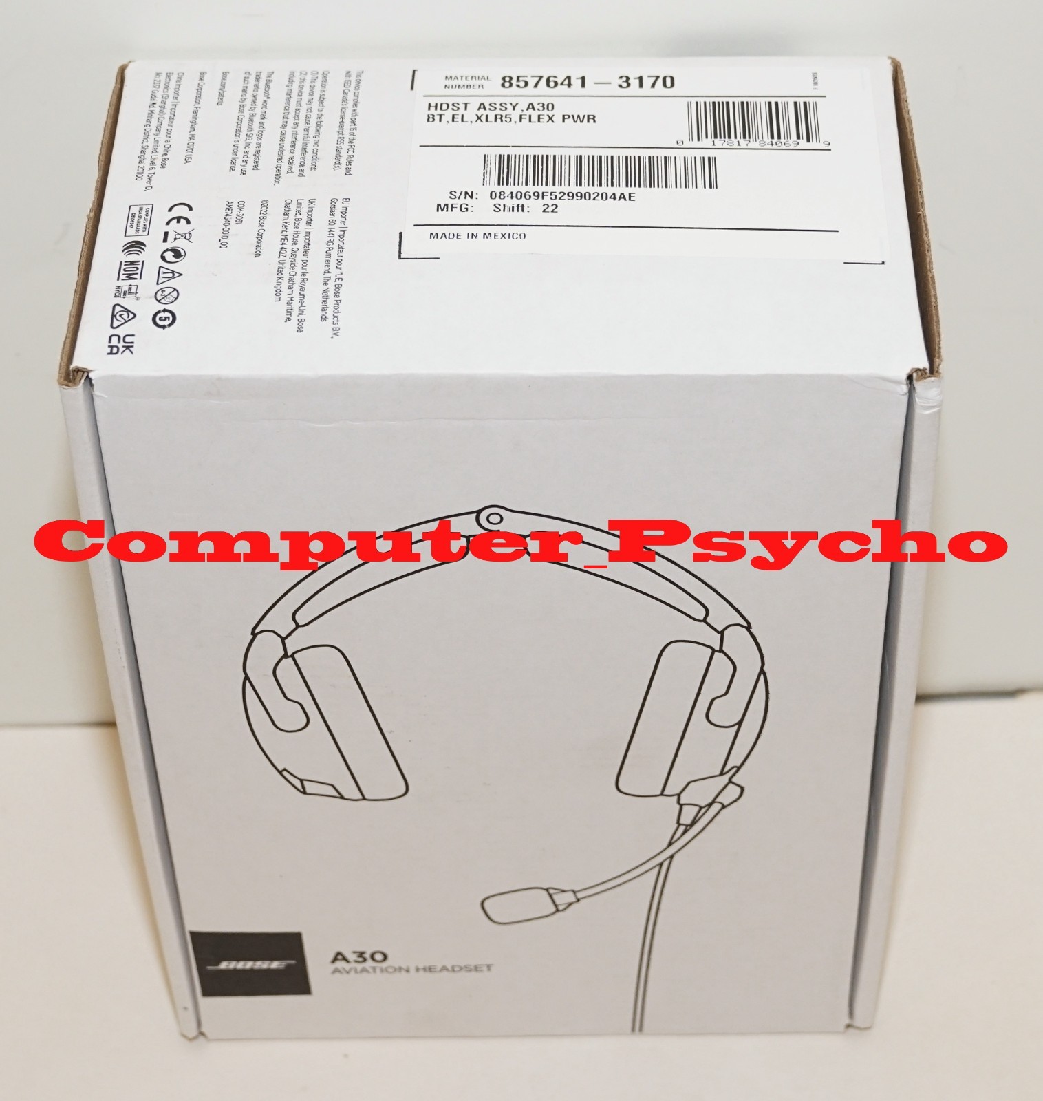 BOSE A30 857641-3170 AVIATION HEADSET BLUETOOTH AIRBUS XLR 5 PIN FLEX POWER