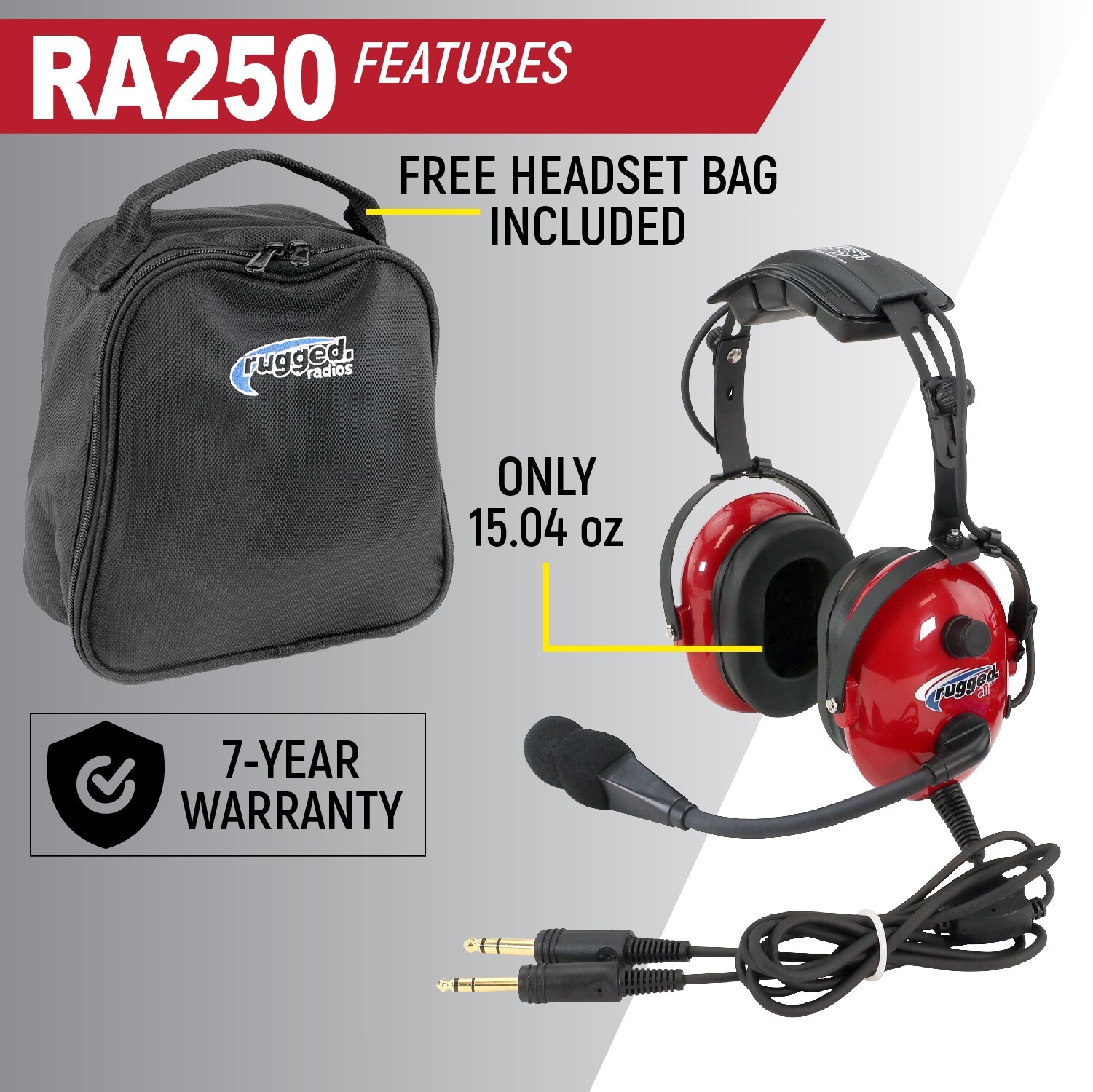 Rugged Air Youth Child Size General Aviation GA Headset MP3 Input Communications