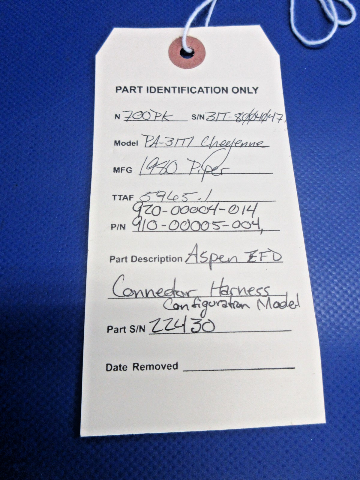 Aspen EFD Connector Harness Configuration Model P/N 910-00005-004 (0626-820)