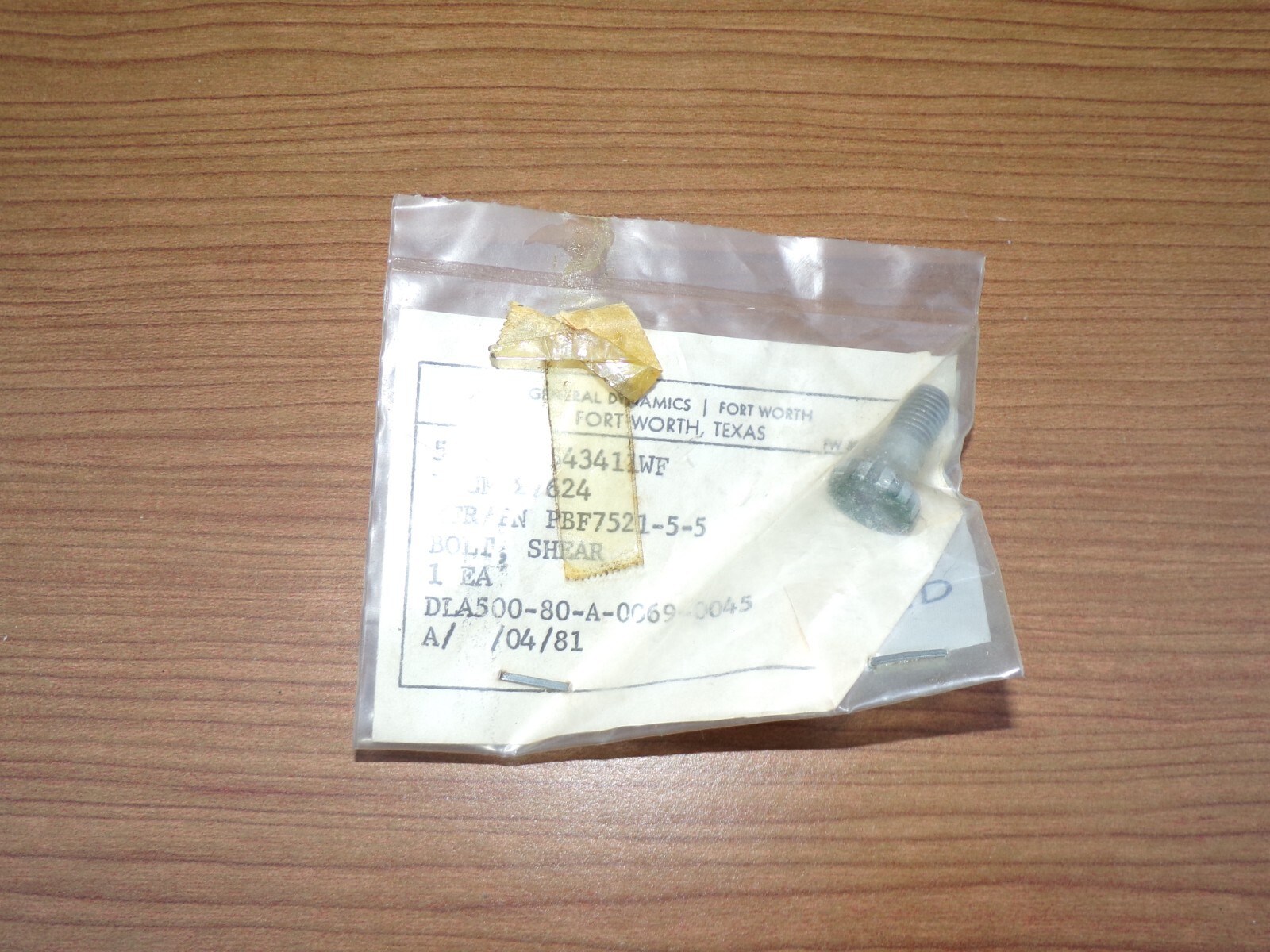 General Dynamics Shear Bolt PBF7521-5-5