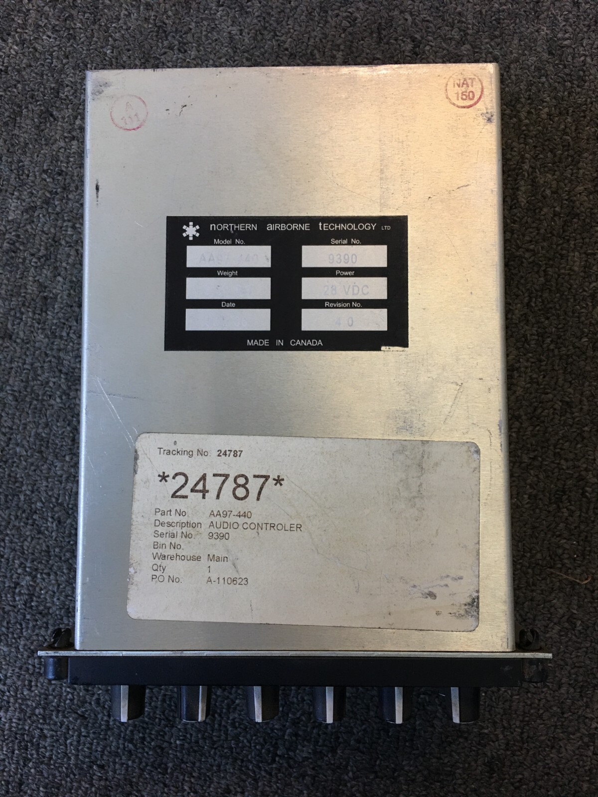 Northern Airborne Technology Audio Control Panel AA97-440 -used 30 day warranty