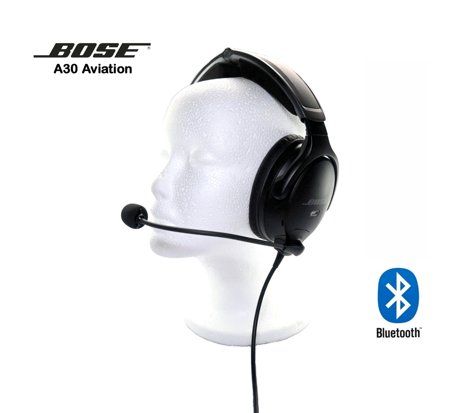 Bose Aviation Headset Active Noise Reduction GA Dual Plugs & Bluetooth Adapter