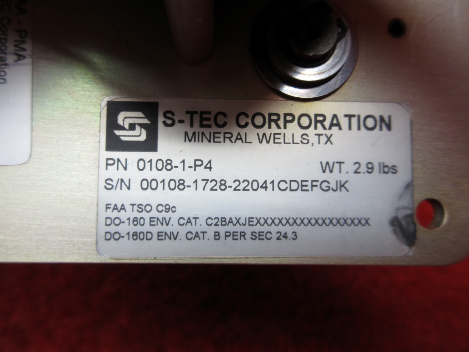 S-Tec Corporation Autopilot Pitch Servo PN 0108-1-P4