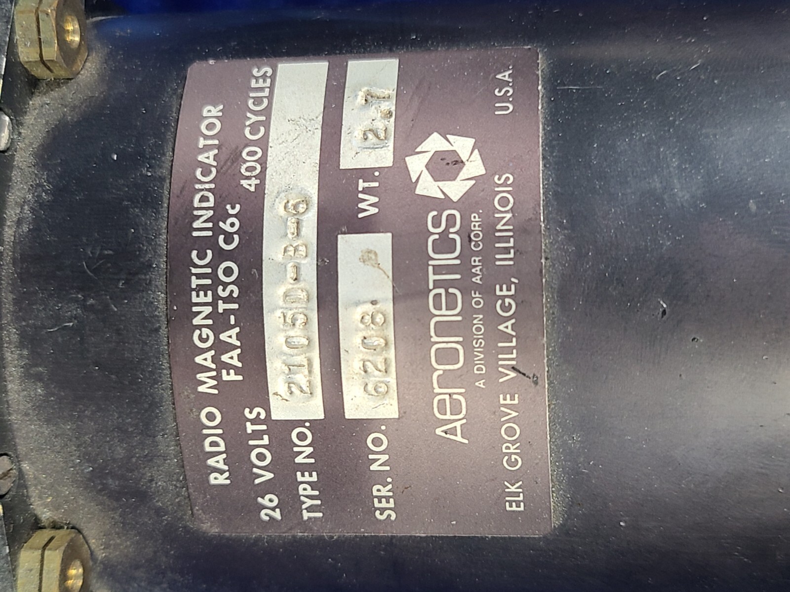 AEONETICS RMI P/N: 2105D-B-6 S/N: 6208