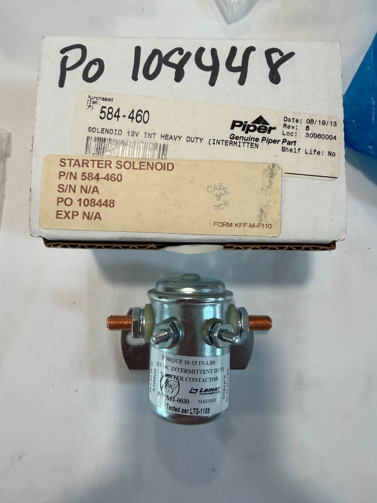 New solenoid with no certs P/N 584-460 sold each