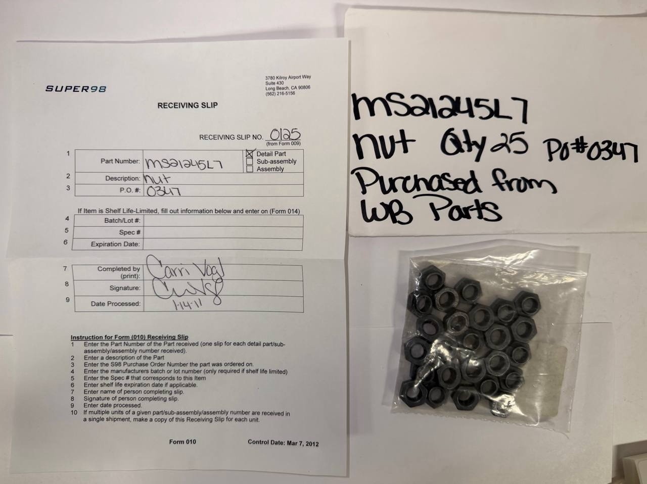 Lot of 25 SPS Technologies MS21245L7 Self-Locking Aircraft Nuts Alloy Steel NOS