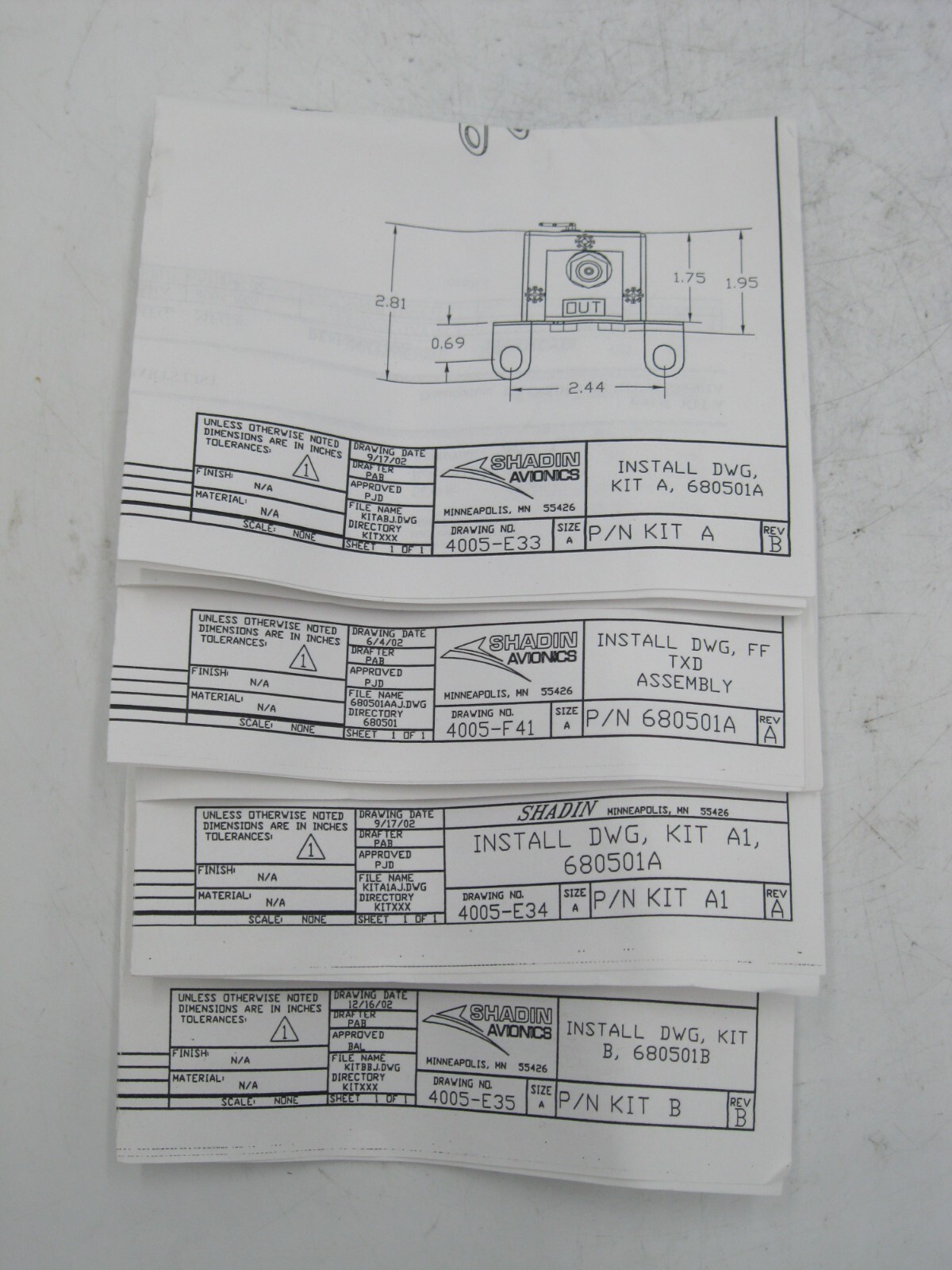 SHADIN FUEL FLOW TRANSDUCER MOUNTING KIT #2 PN: A1X