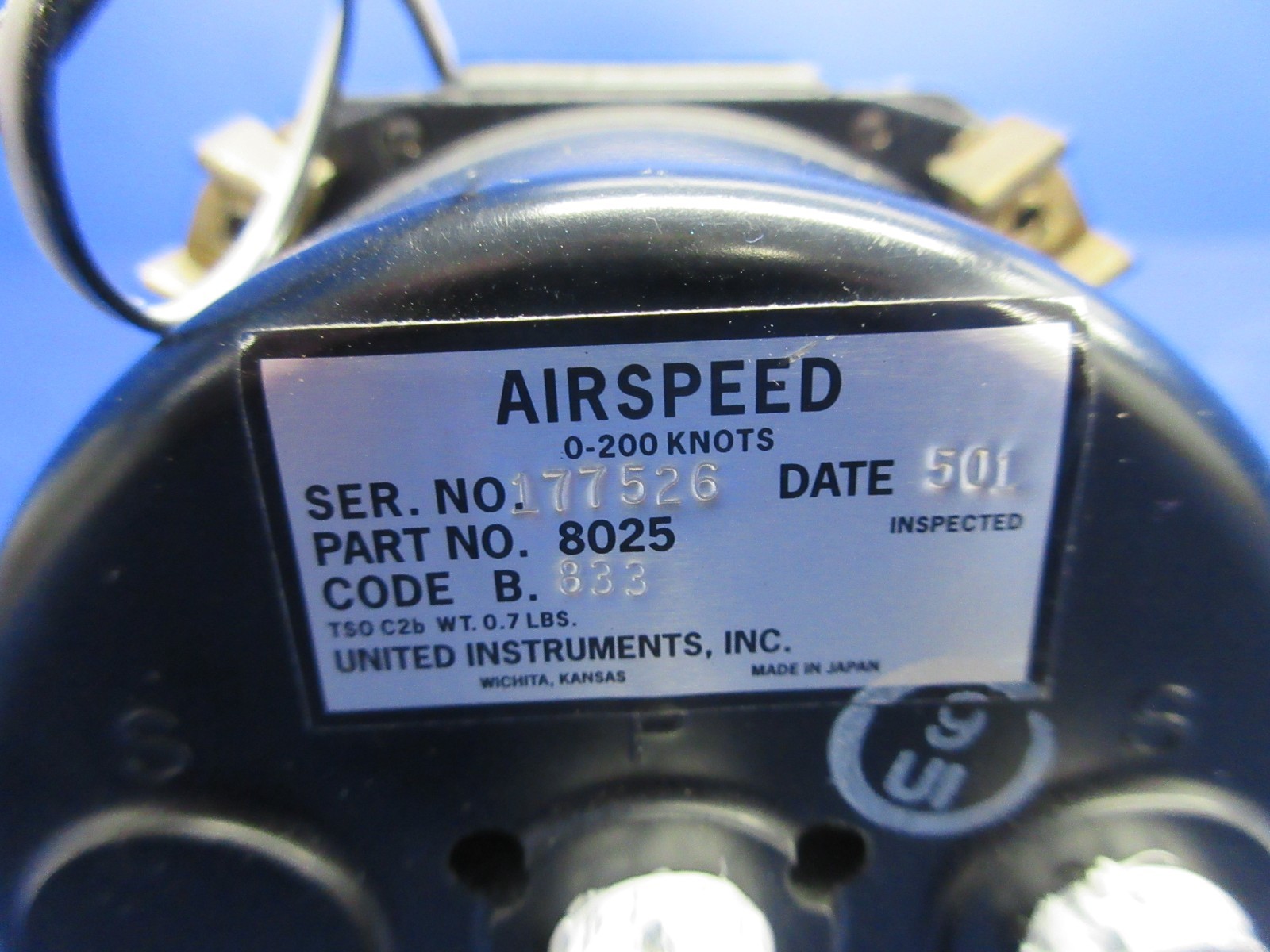 Diamond DA-40 United Instruments Airspeed Indicator P/N 8025 WARRANTY (0626-848)