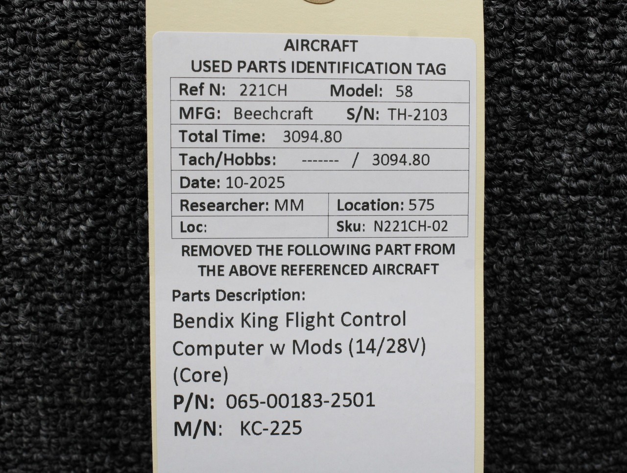 065-00183-2501 Bendix King KC-225 Flight Control Computer w Mods (14/28V) (Core)