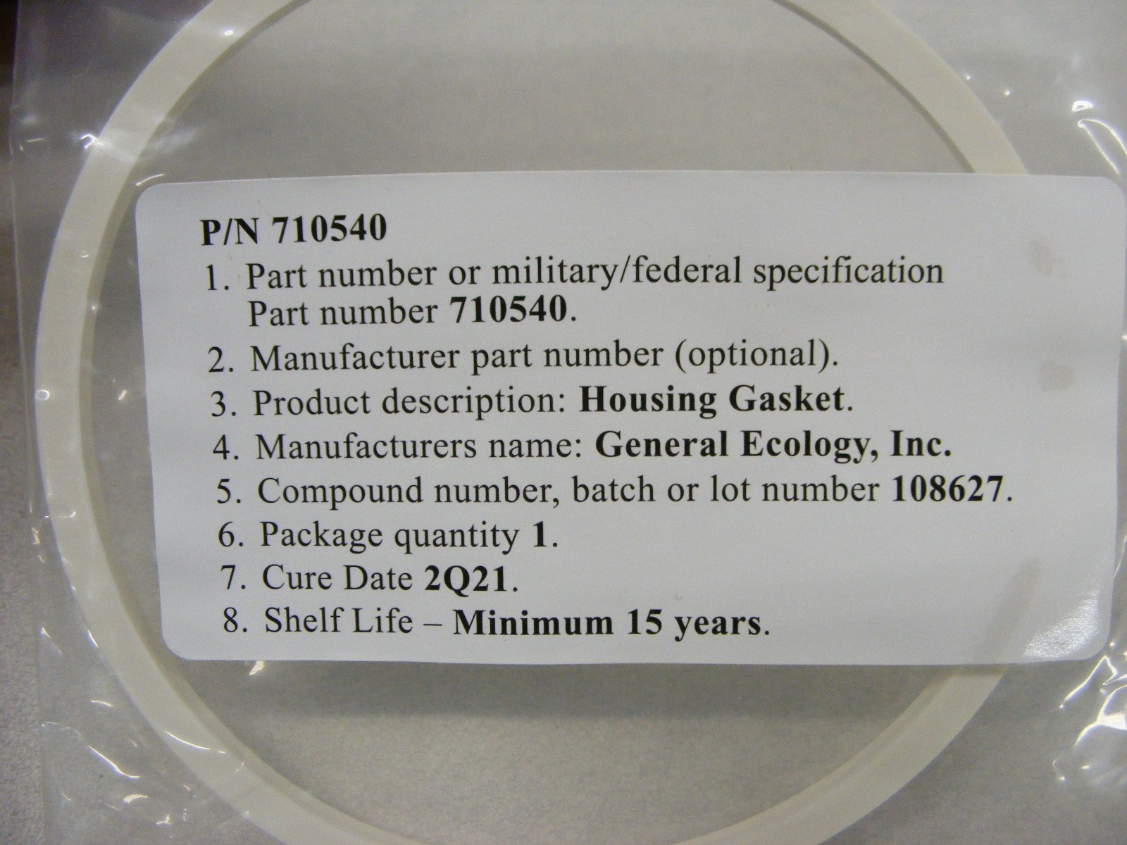 General Ecology Seagull IV Housing Gasket 710540 with Certificate Aircraft