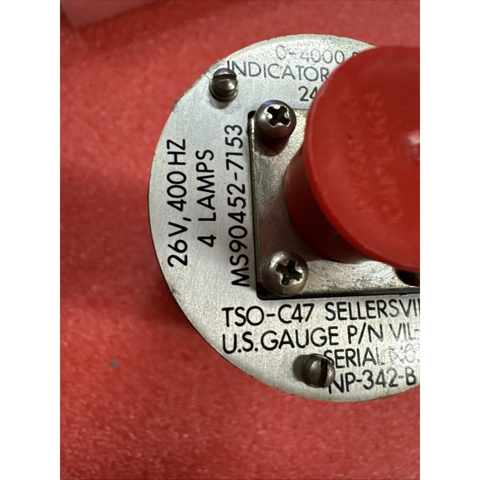 U.S. Gauge Aircraft Hydraulic Pressure Indicator 0-4000 psi VIL-0C7B yb6/7