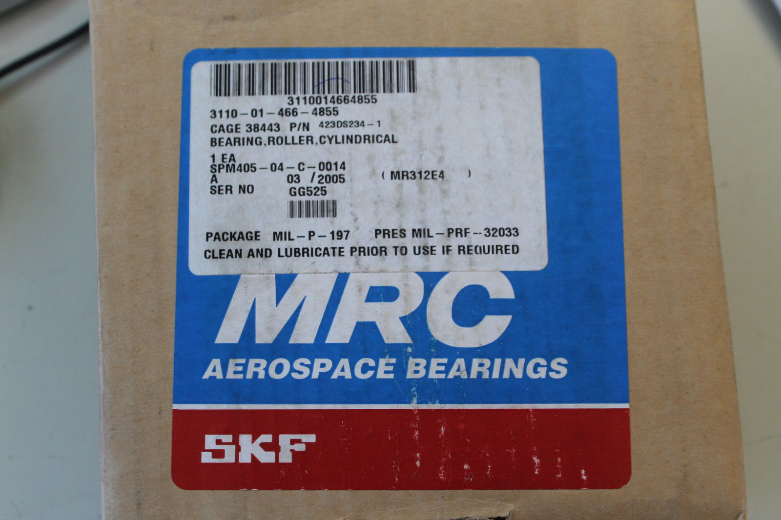 SKF MRC ROLLER BEARING MR312E4 NEW IN PACKAGE FOR BOING HELICOPTERS