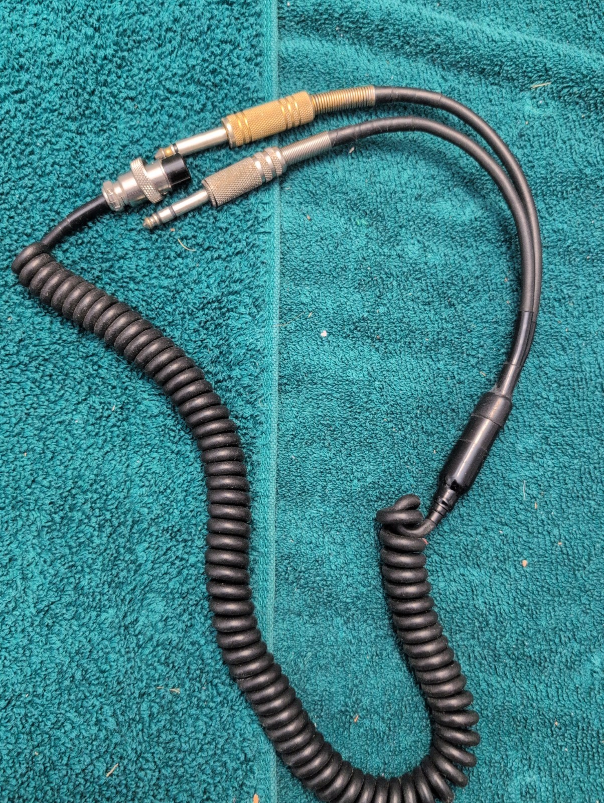Aircraft Aviation Headset Adapter Cable Coiled 4-Pin Female Dual 1/4″ Untested