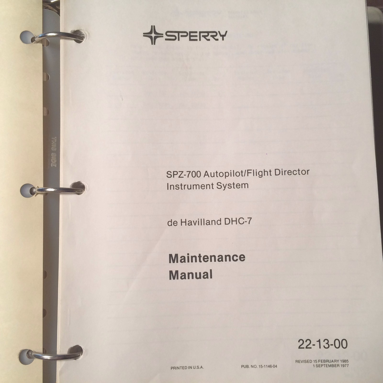 Sperry SPZ-700 Autopilot Flight Director in deHavilland DHC-7 Maintenance Manual