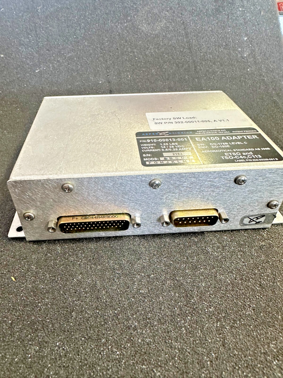 ASPEN EFD 1000 w/ EA100 Adapter, ACU, Alt PreSelect, Config Mod, & Connectors