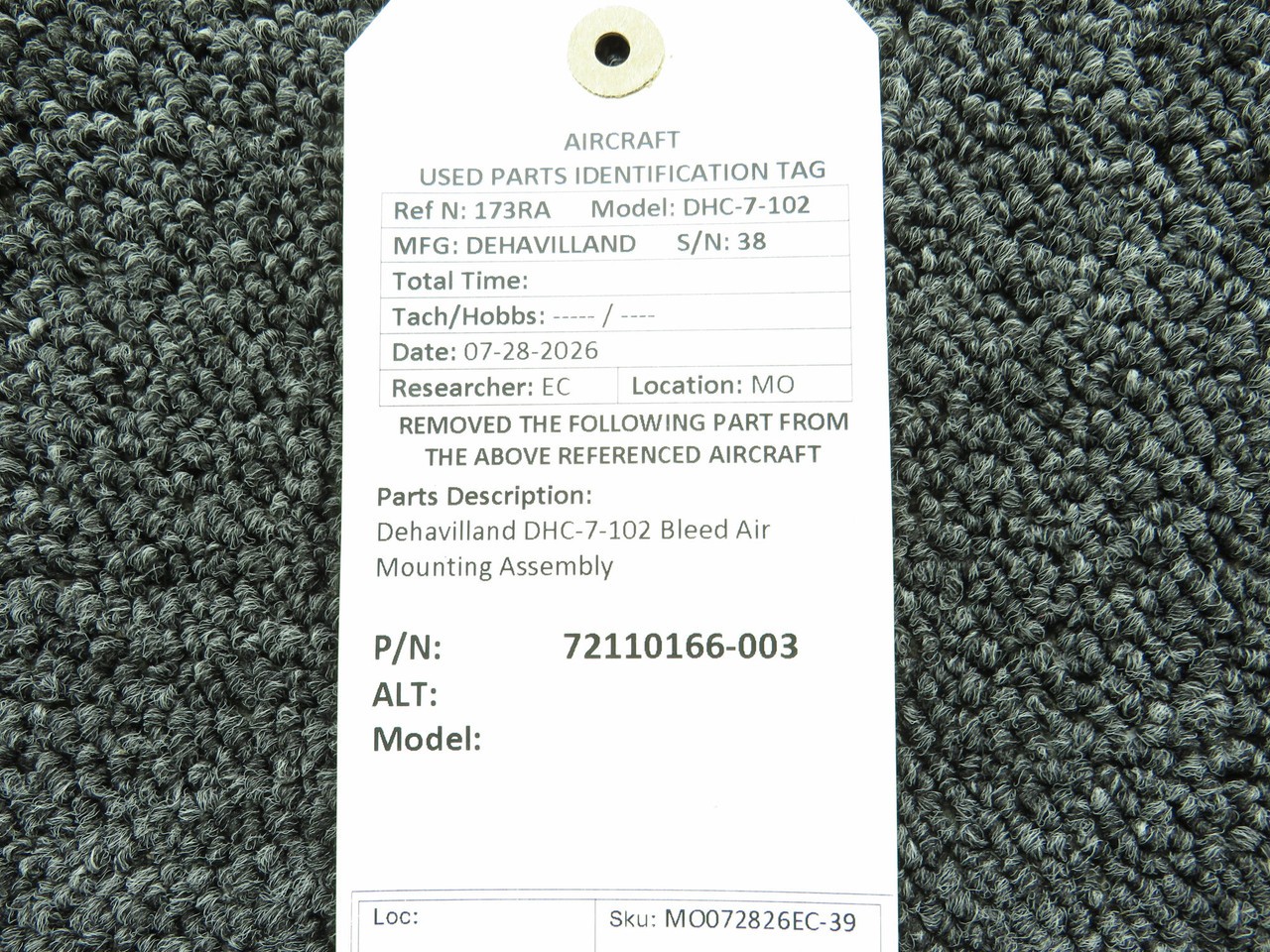 72110166-003 Dehavilland DHC-7-102 Bleed Air Mounting Assembly