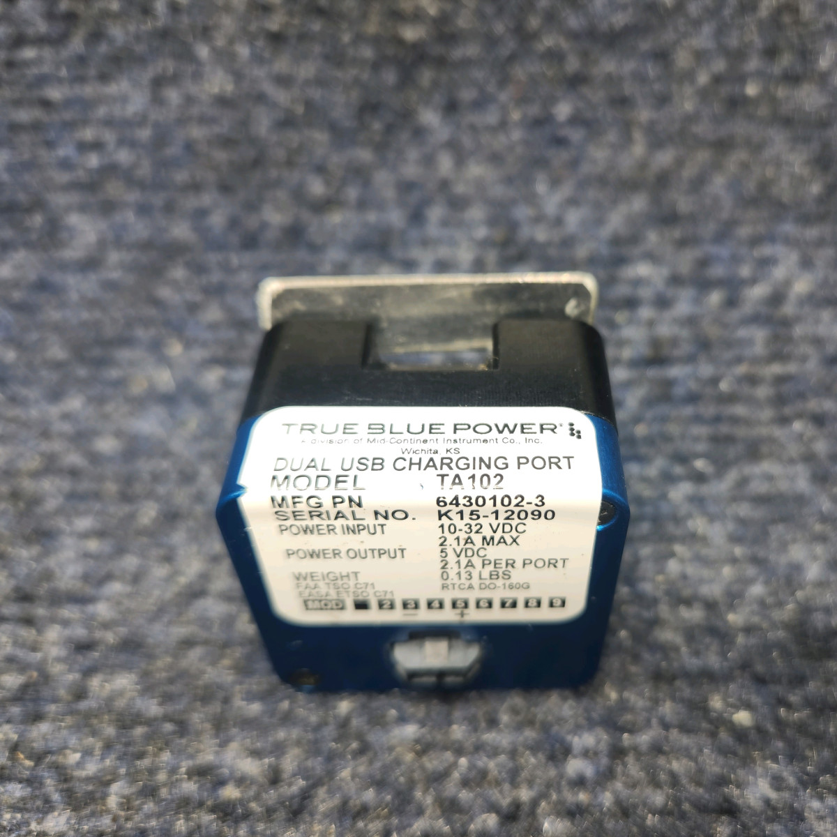 6430102-3 | Mid-Continent TA102 | Dual USB Charging Port w Mod (10-32V, 2.1A)