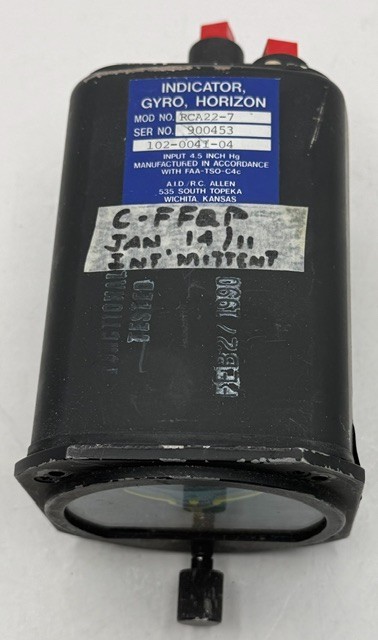 RC Allen Horizon Indicator Gyro P/N: 102-0041-04, RCA22-7, S/N:900453 As Removed