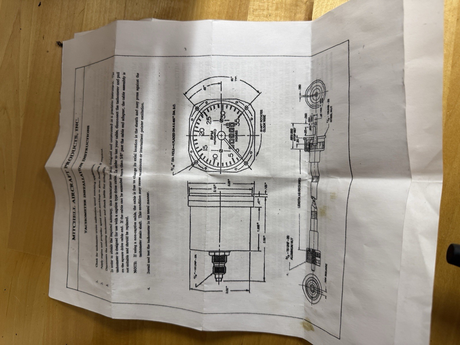 Piper Arrow Tachometer PA28R-200