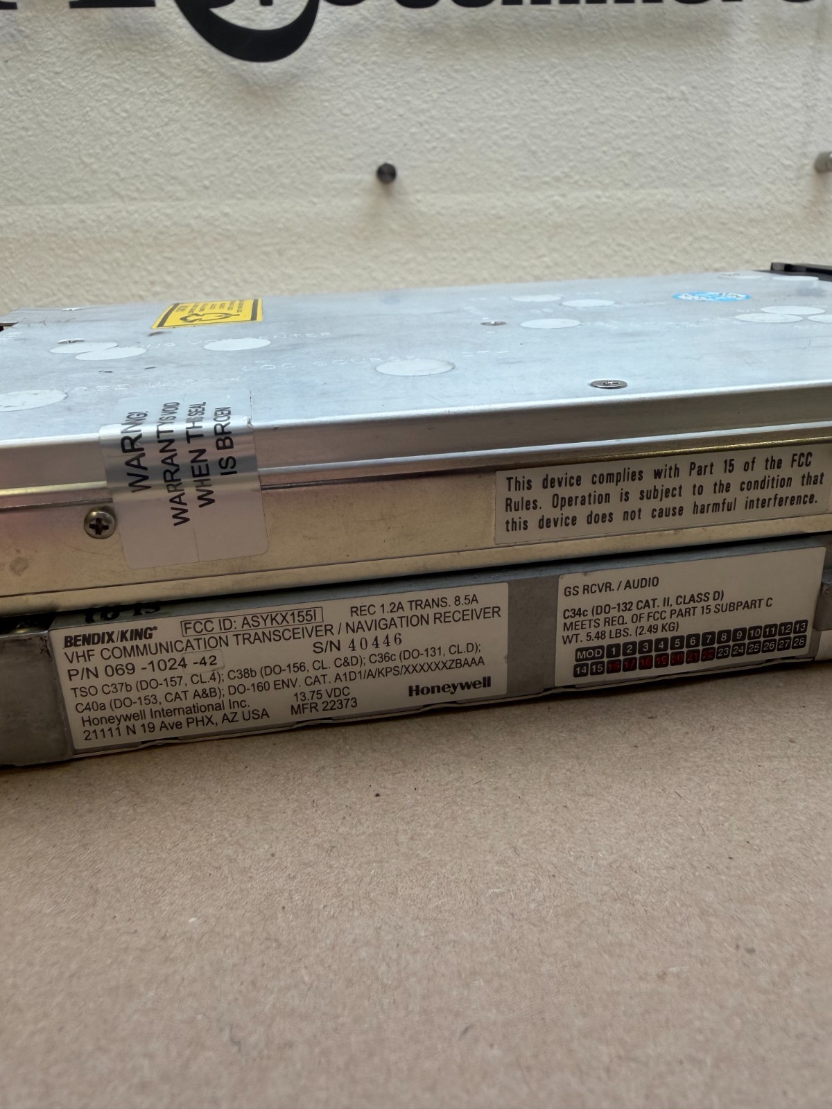 Bendix King VHF Comm Transceiver/Nav Receiver 14V P/N: 069-1024-42 (0009W)