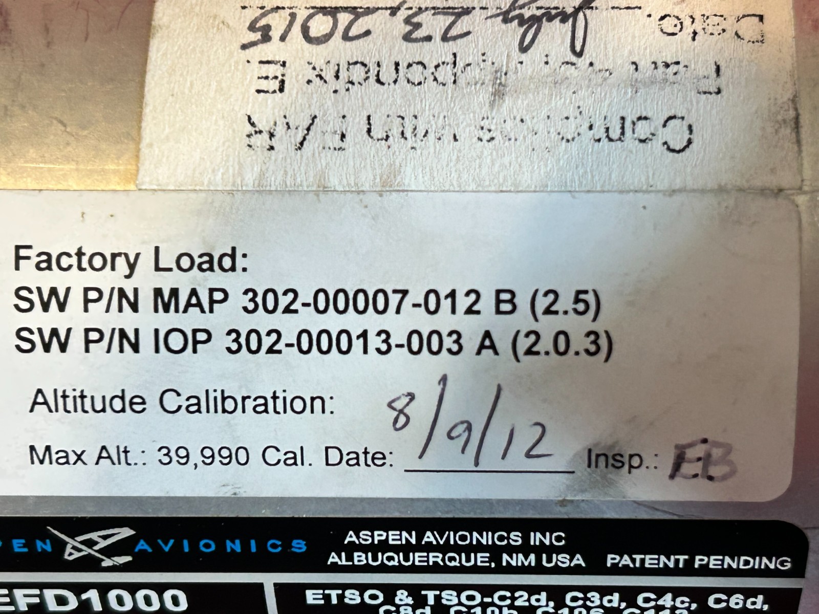 ASPEN EFD 1000 PFD P/N 910-00001-001 WITH CONFIGURATION MODULE AND CONNECTOR