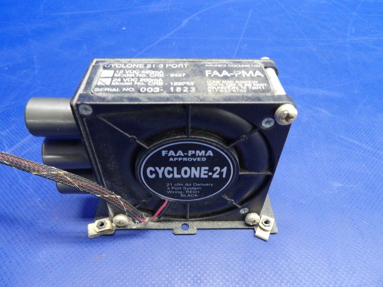 Diamond DA-40 Cyclone 21-3 Port Avionics Cooling Fan 24V TESTED (0626-1430)