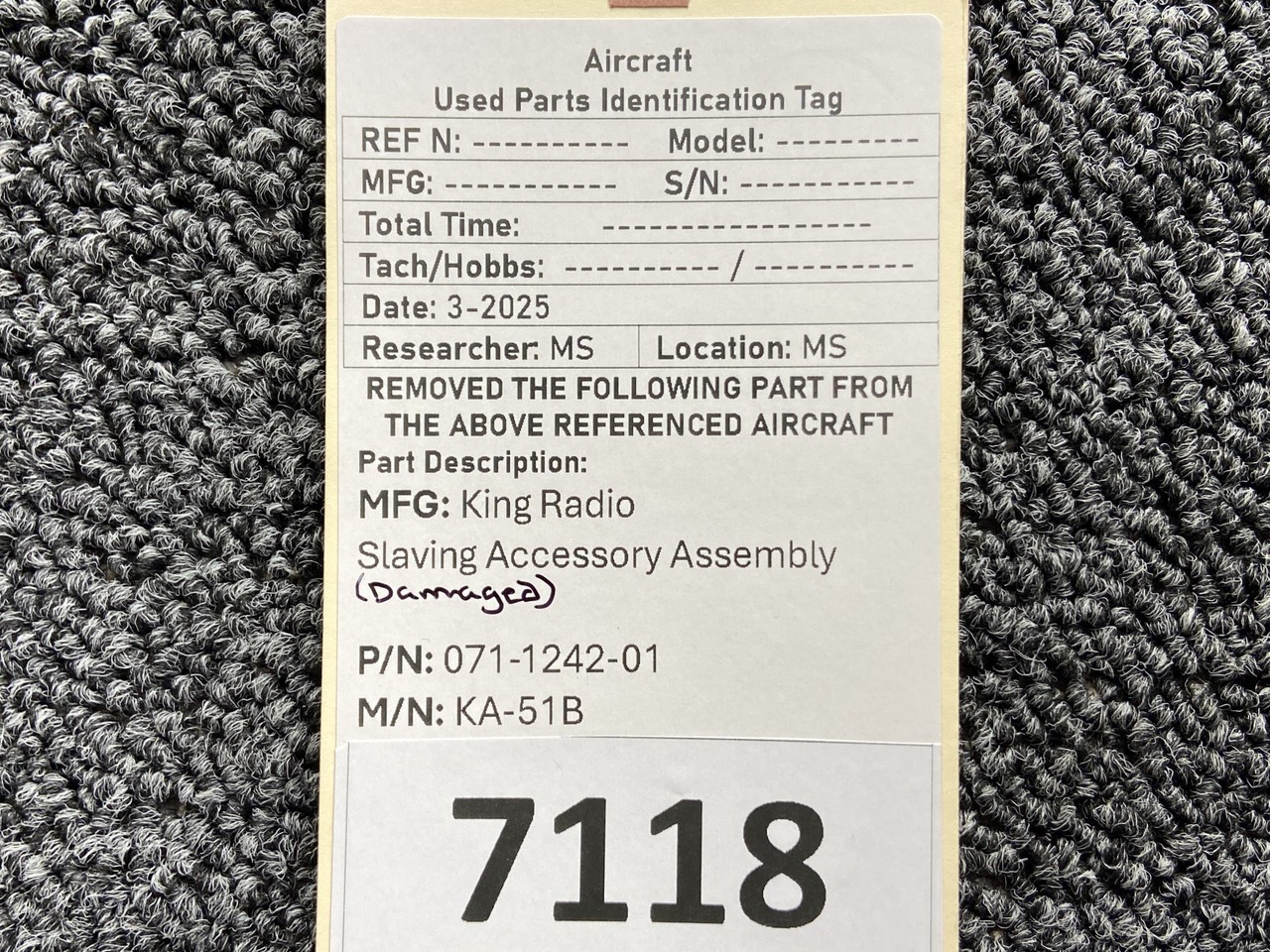 071-1242-01 King Radio KA-51B Slaving Accessory Assembly (Damaged)