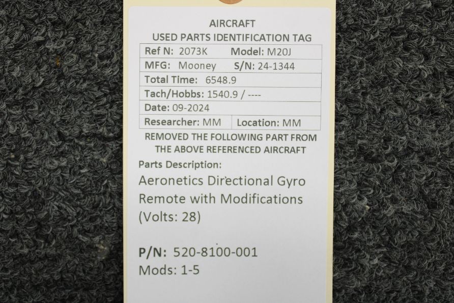 520-8100-001 Aeronetics Directional Gyro Remote with Modifications (Volts: 28)