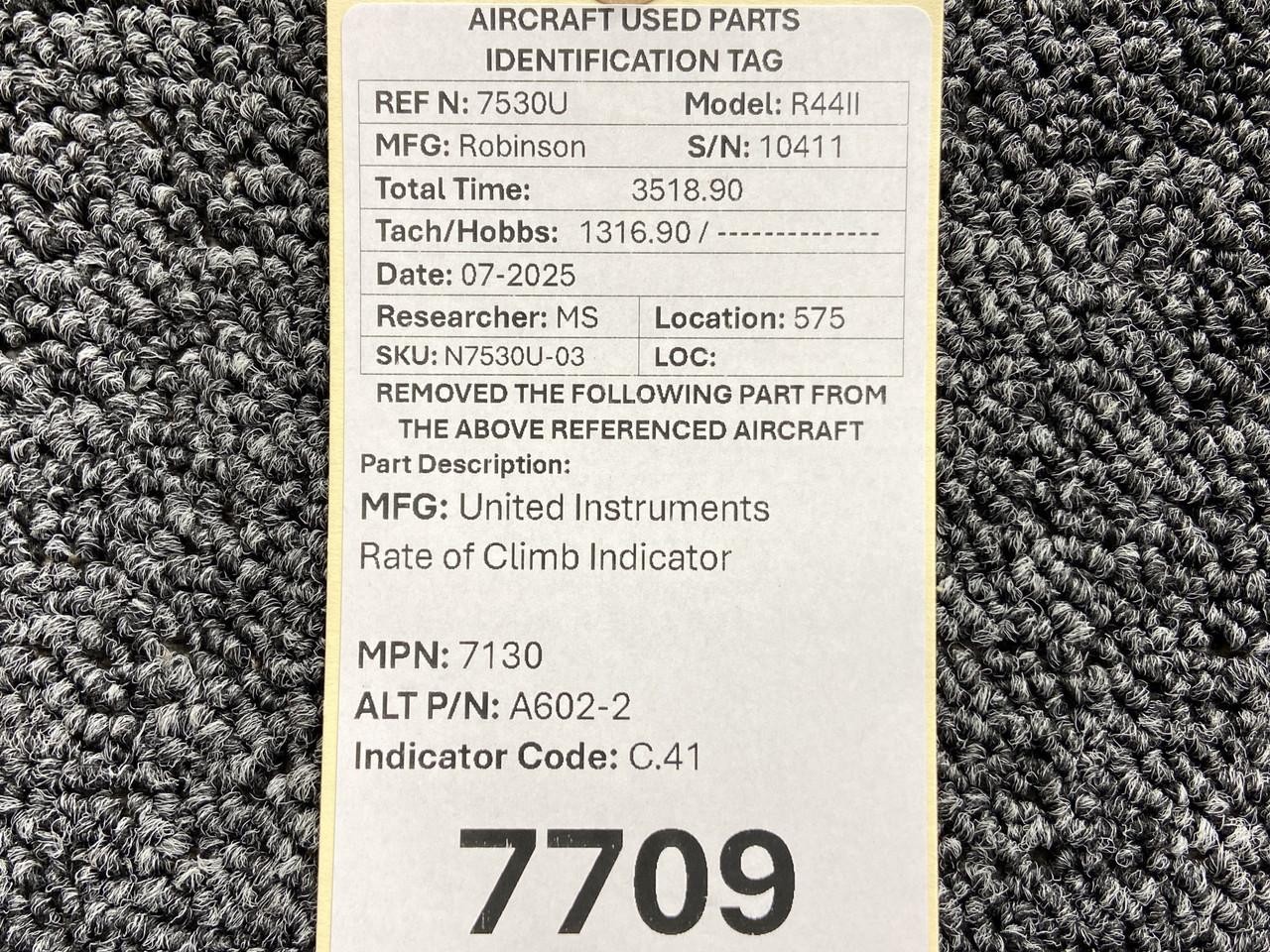 7130 (Alt: A602-2) United Instruments Rate of Climb Indicator