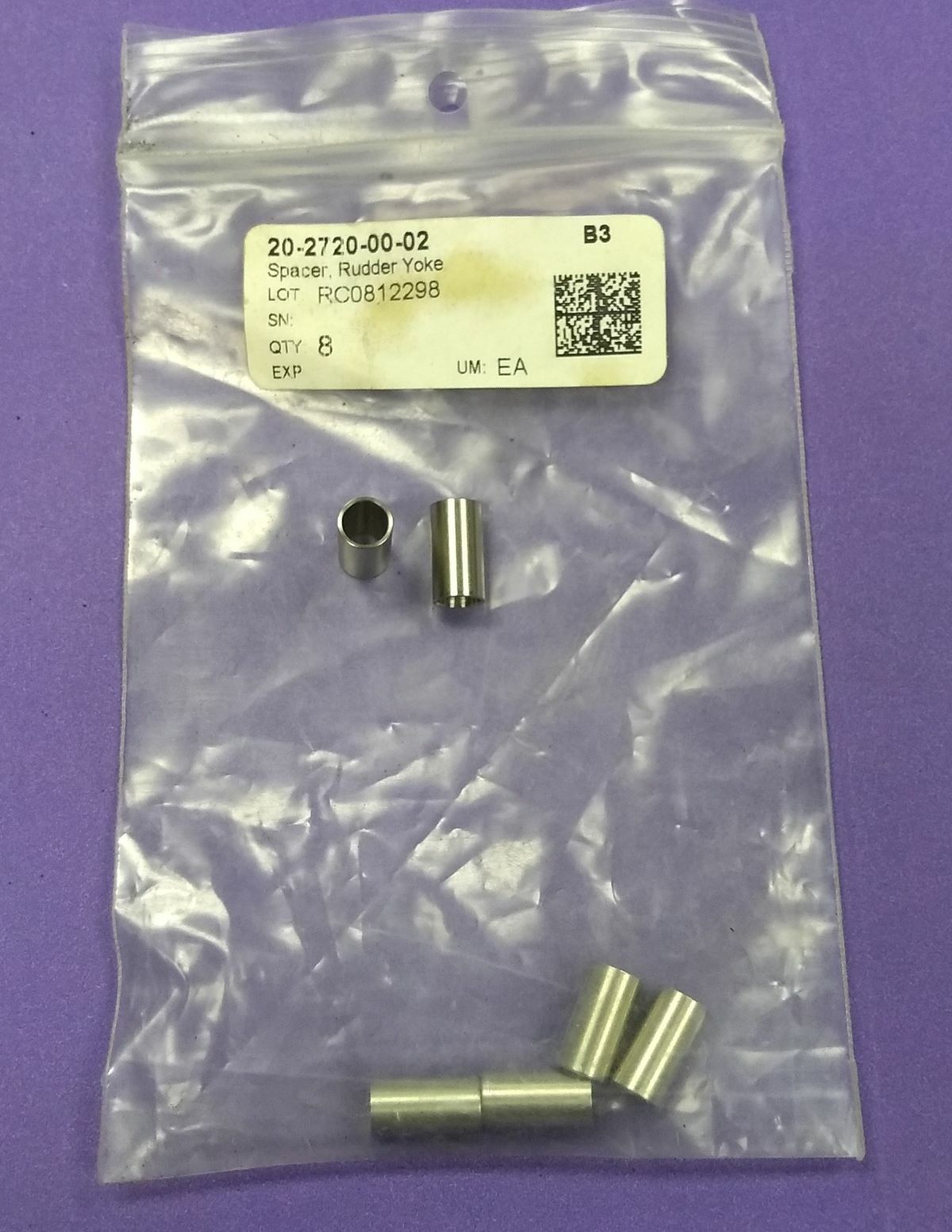 22-2550-18-01 DIAMOND AIRCRAFT SPACER, RUDDER YOKE, NEW SURPLUS