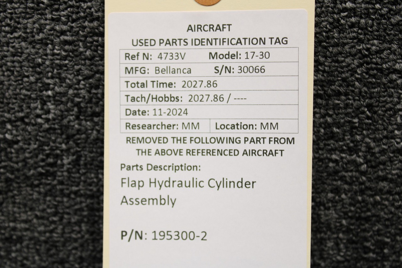 195300-2 Bellanca 17-30 Flap Hydraulic Cylinder Assembly